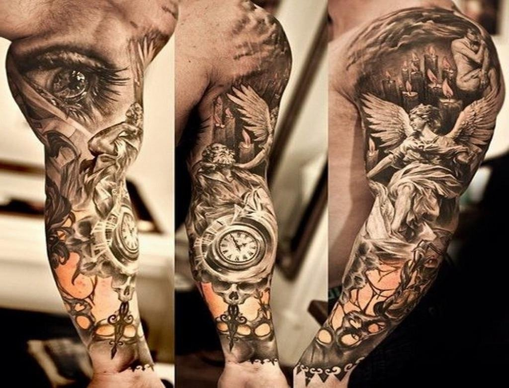Lower Leg Sleeve Tattoo Designs For Mens