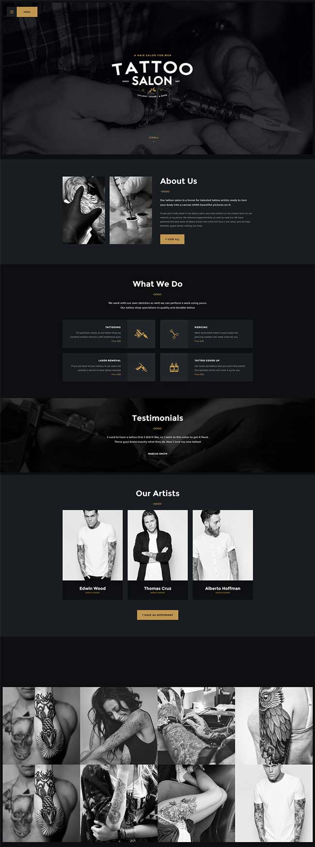 20 Best WordPress Themes For Tattoo Salon Studio And Tattoo throughout size 650 X 1747