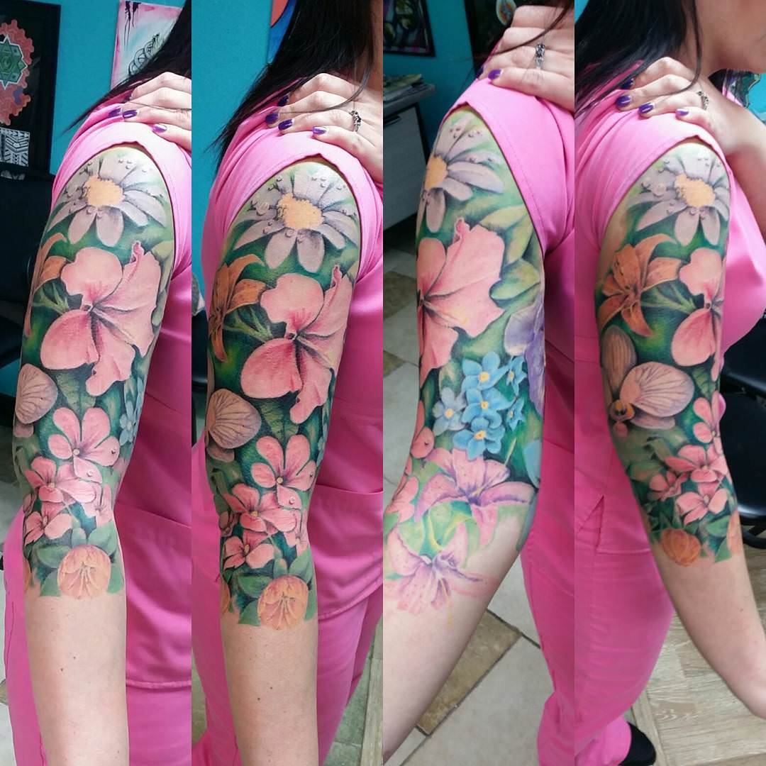 23 Flower Sleeve Tattoo Designs Ideas Design Trends Premium inside size 1080 X 1080