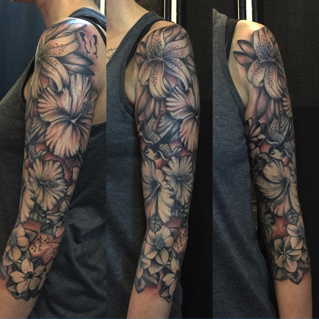 23 Flower Sleeve Tattoo Designs Ideas Design Trends Premium within size 1080 X 1080