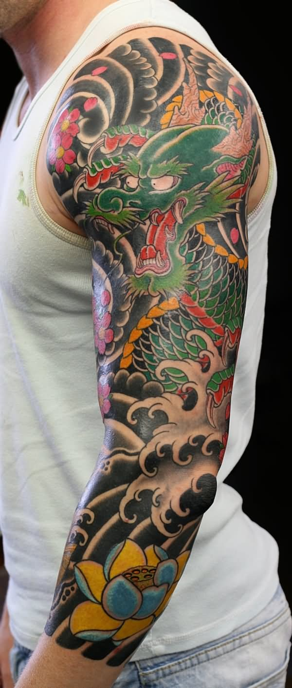 29 Japanese Full Sleeve Tattoos with regard to proportions 600 X 1410