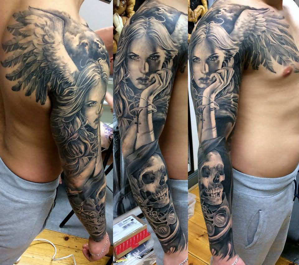 36 Black And Grey Full Sleeve Tattoos inside proportions 960 X 851