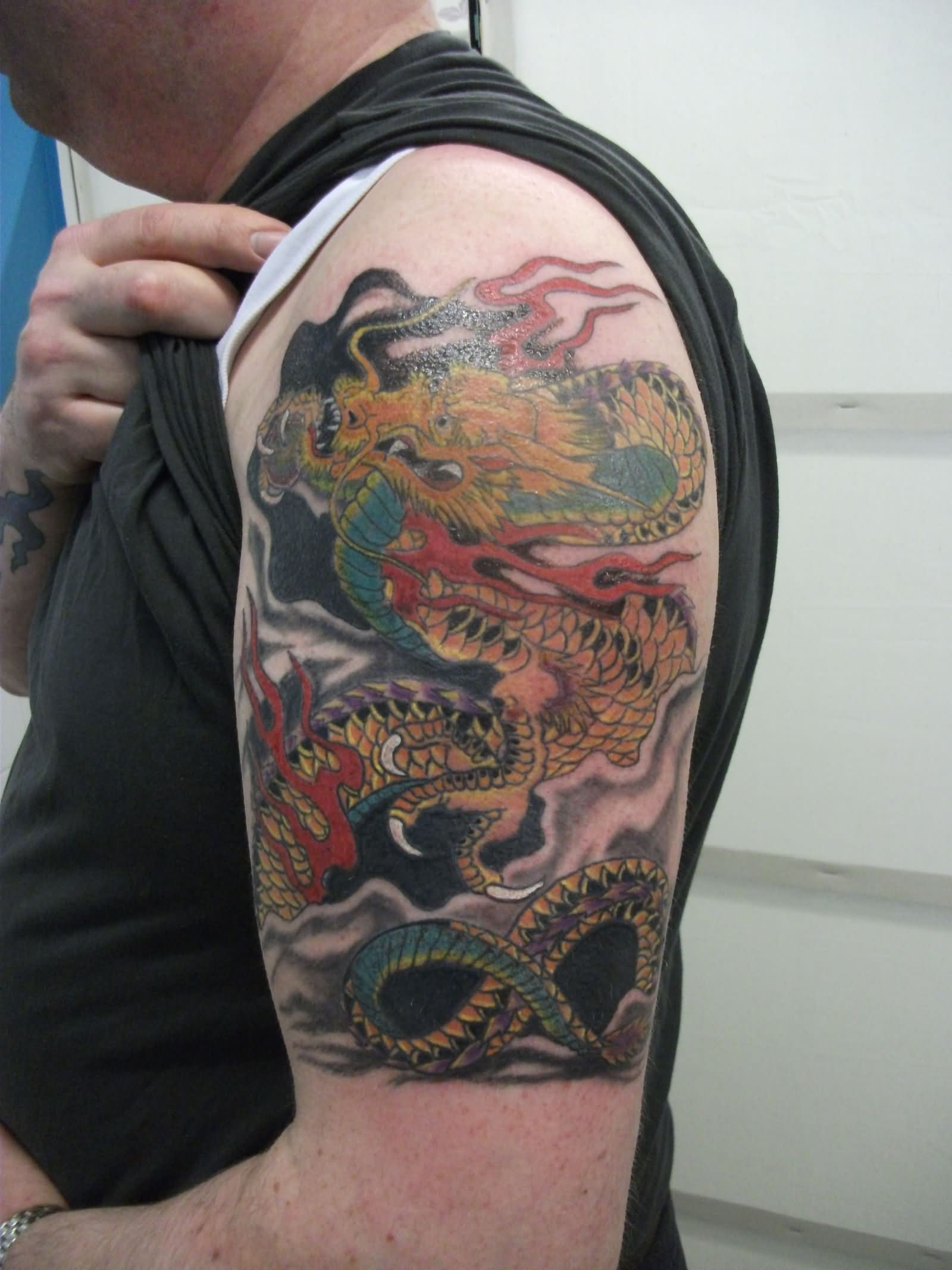 48 Dragon Tattoos On Men Half Sleeve intended for dimensions 1600 X 2133