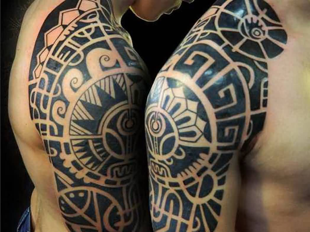 mayan tribal tattoos half sleeve