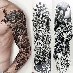 5 Sheets Temporary Tattoo Waterproof Large Arm Body Art Tattoos throughout size 1000 X 1000