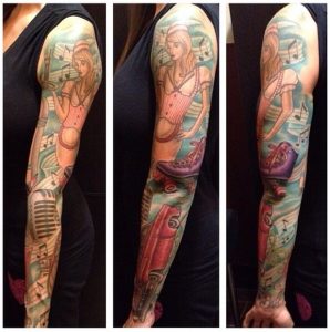 50s Theme Tattoo Sleeve Diner Classiccar Musicnotes 50stattoo pertaining to measurements 1232 X 1239