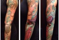 50s Theme Tattoo Sleeve Diner Classiccar Musicnotes 50stattoo regarding sizing 1232 X 1239