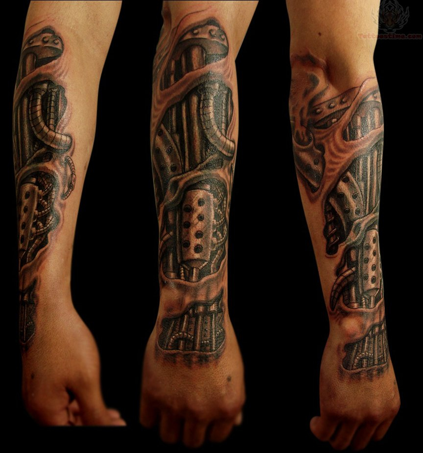 54 Mechanical Sleeve Tattoos intended for dimensions 864 X 924