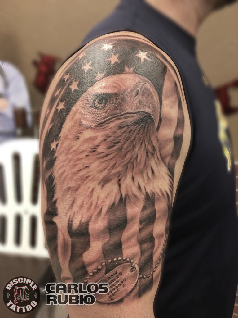 95 Bald Eagle With American Flag Tattoos Designs With Meanings pertaining to dimensions 768 X 1024
