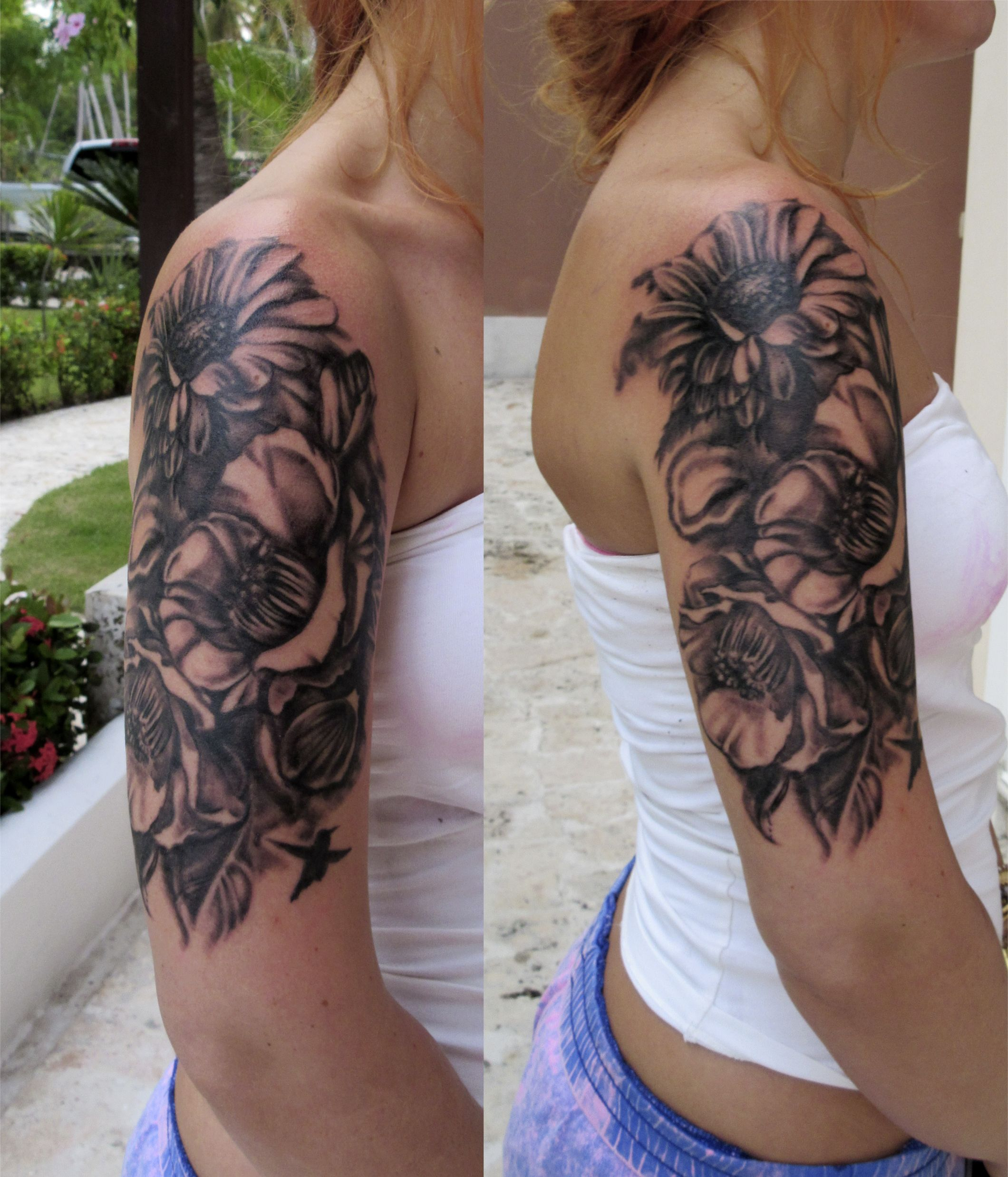 A Good Start For A Half Sleeve On A Gorgeous Norwegian Girl Flower within dimensions 2120 X 2475