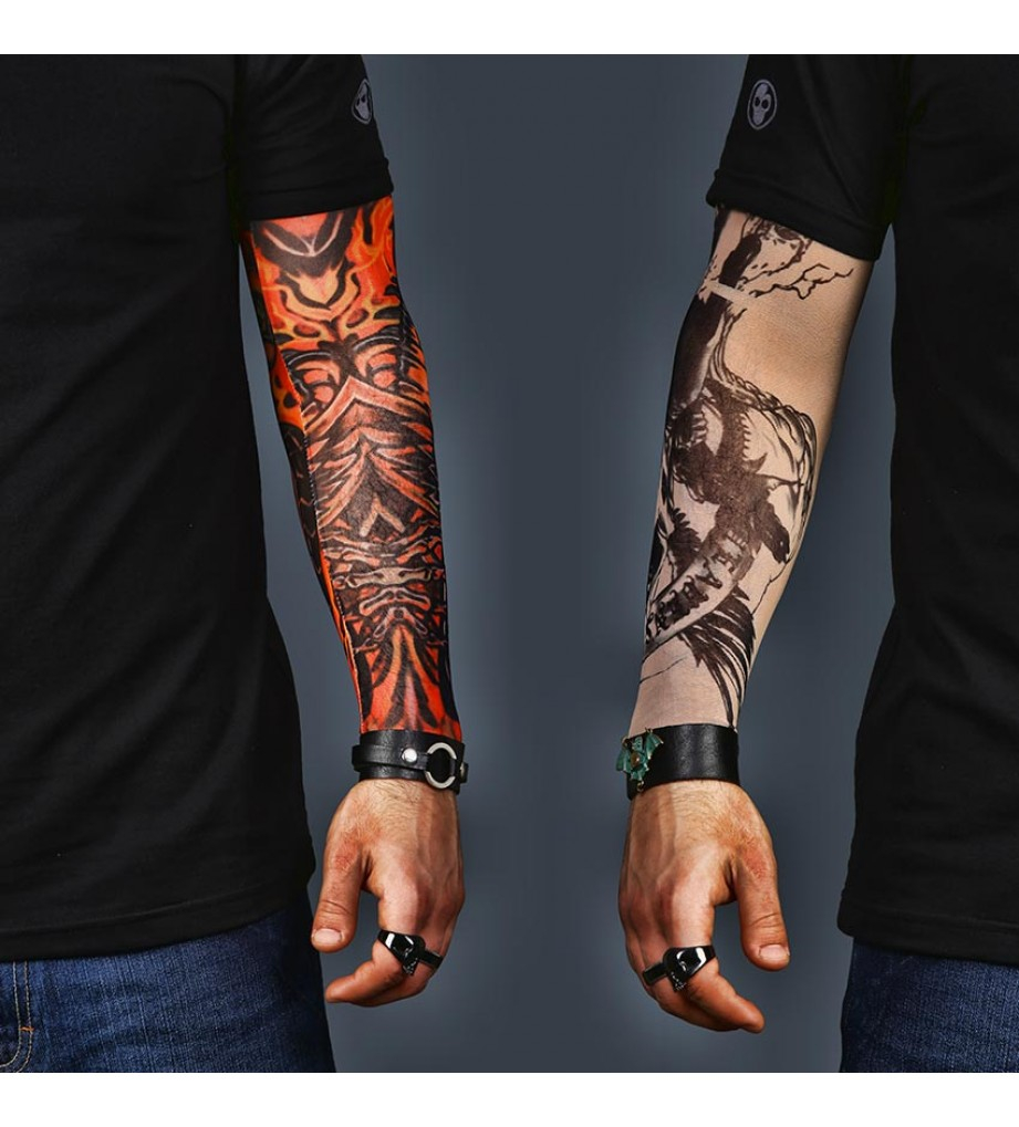 A Set Of 2 Tattoo Sleeves Skull And Abstract for size 921 X 1019