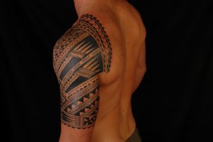 Abstract Aztec Black And White Geometric Tribal Shoulder Tattoo inside size 1600 X 1067