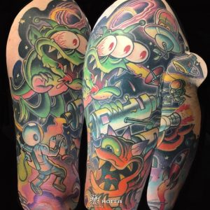 Alien Tattoo Sleeve Hoffa Ascension Tattoo Orlando Fl pertaining to measurements 1024 X 1024