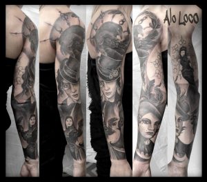 Alo Loco London Tattoo Artist Best Blackandgrey Full Sleeves Portrait within proportions 1030 X 905