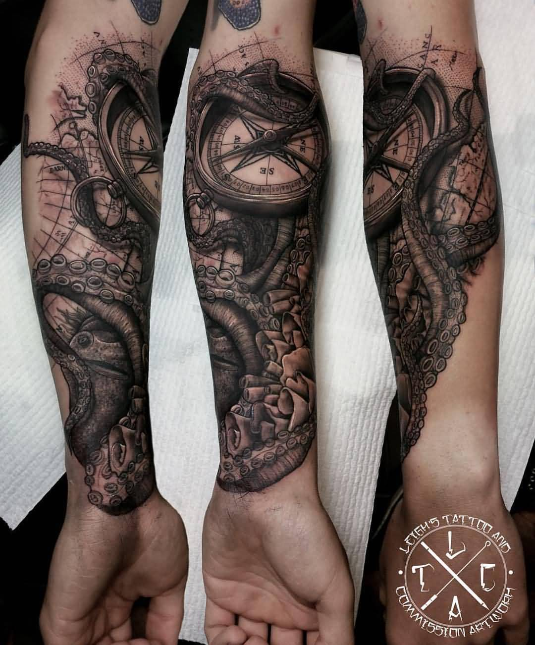Amazing Nautical Tattoo On Full Sleeve for size 1080 X 1302