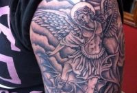 Angel Fighting With Demon Tattoo On Left Half Sleeve intended for size 1193 X 1600