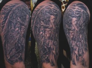 Archangel Tattoo On Half Sleeve Fwa Xyooj pertaining to size 1111 X 824