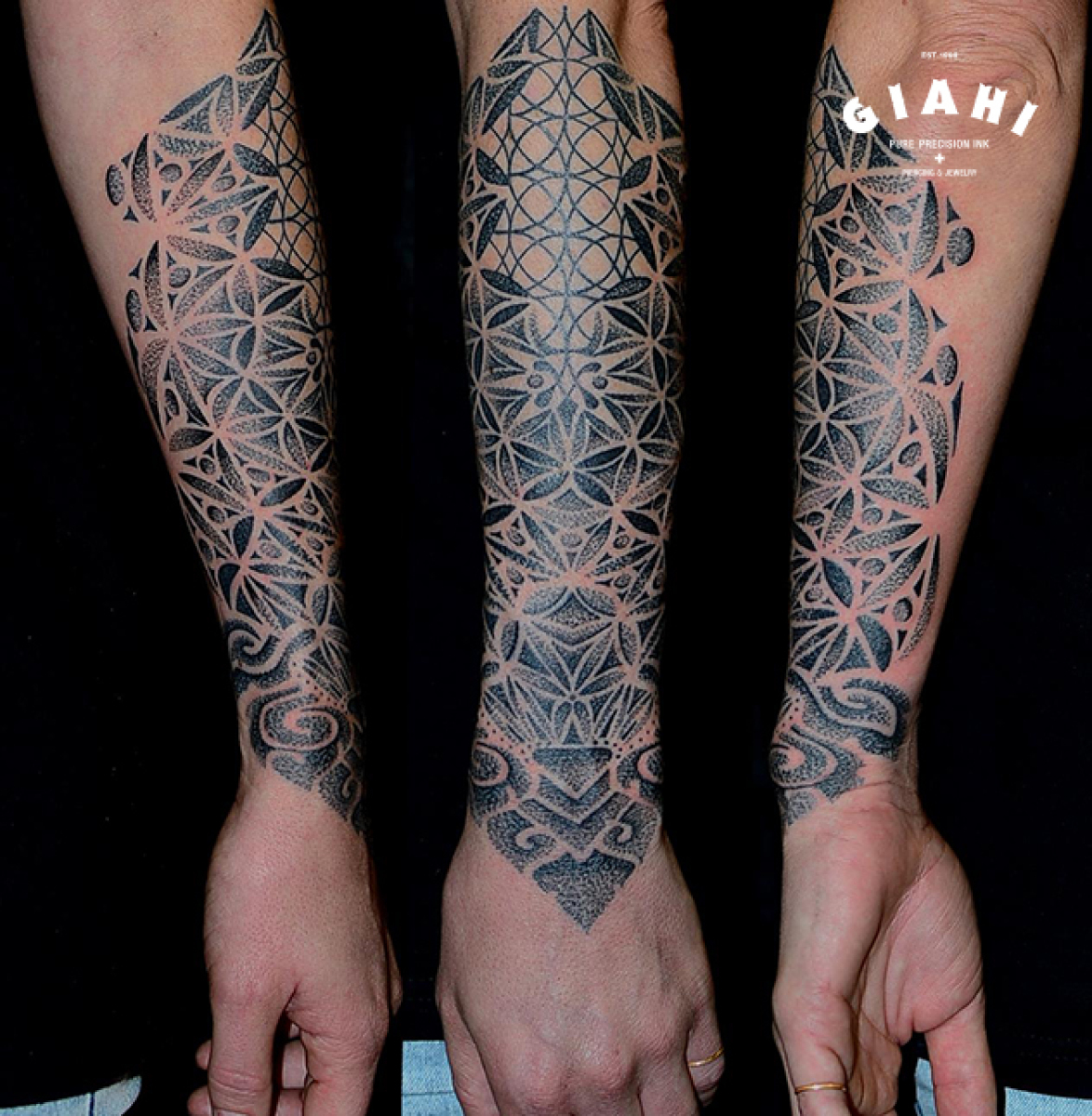 Arm Half Sleeve Dotwork Tattoo Andy Cryztalz Best Tattoo Ideas with regard to size 1174 X 1200