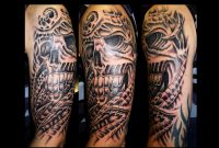 Attractive Biomechanical Skull Sleeve Tattoo Design Tattooshunt intended for sizing 1063 X 751