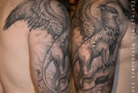 Awesome Black Ink Griffin Tattoo On Man Right Half Sleeve intended for sizing 1600 X 1582