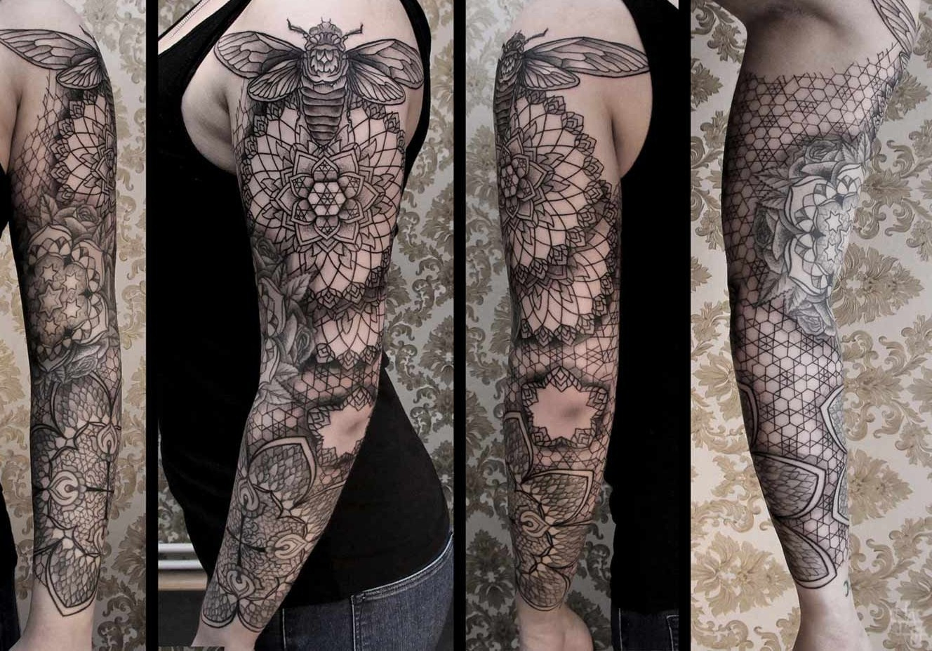 Beautiful Full Sleeve Tattoo Chaim Machlev Design Of intended for measurements 1328 X 927