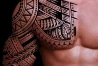 Beautiful Maori Tribal Tattoo On Right Half Sleeve And Chest inside dimensions 1024 X 1217