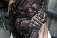 Best 3d Arm Tattoo Of Scary Girl With Bow And Arrow Goluputtar within size 870 X 907