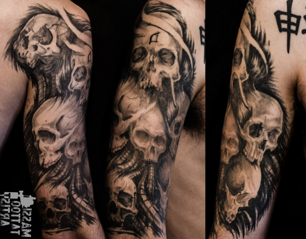 Best Skull Sleeve Tattoos 1000 Images About Badass Tatoos On regarding proportions 1011 X 790
