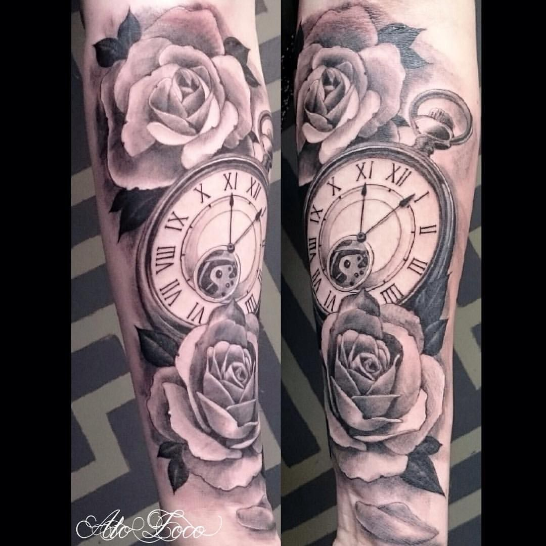 Black And Gray Half Sleeve Tattoos Clocks Google Search Tattoos with proportions 1080 X 1080