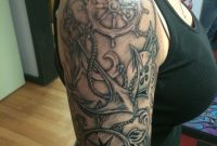 Black And Grey Compass Tattoo Nautical Tattoo Half Sleeve for measurements 852 X 1136