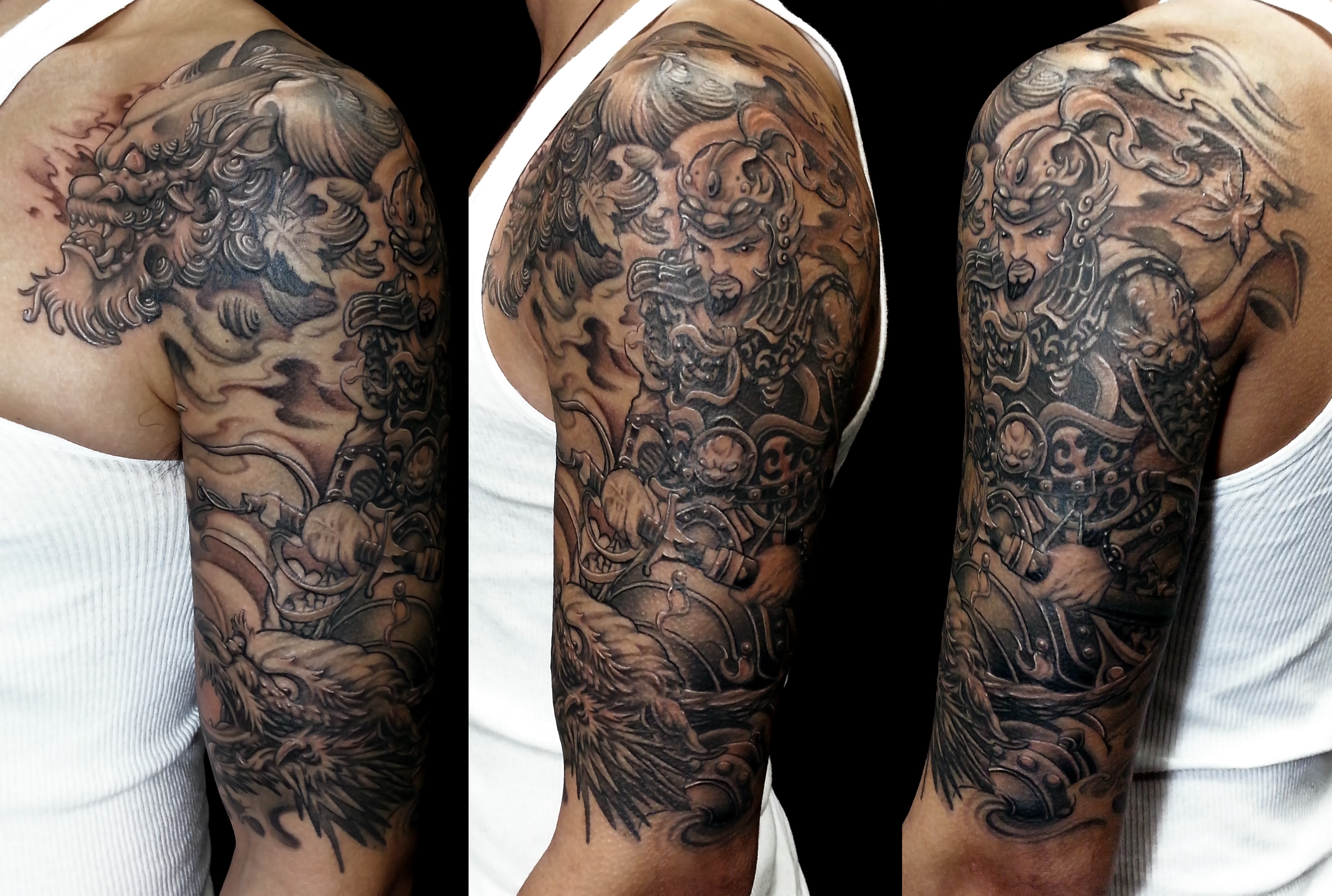 Black And Grey Dragon Sleeve Tattoos Chinese Dragon Sleeve Tattoo for dimensions 3687 X 2480