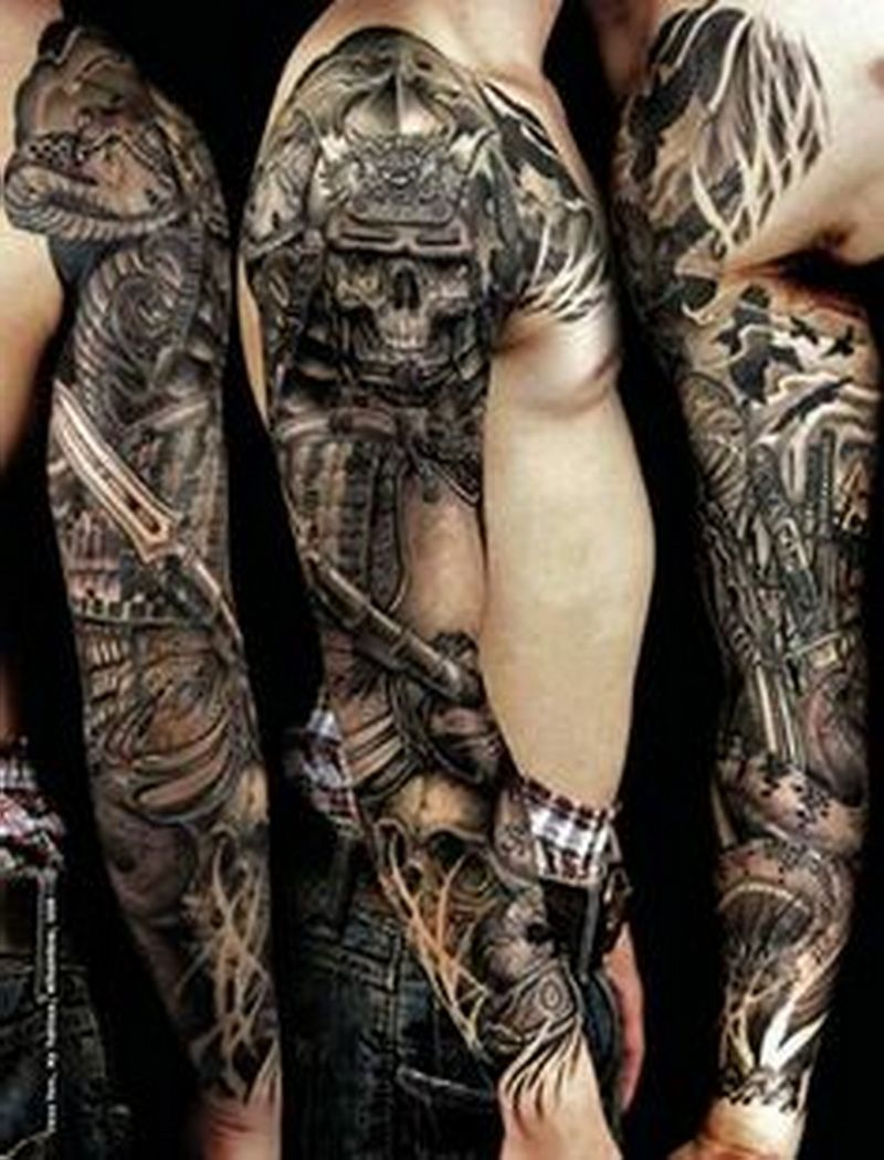 Black And Grey Full Sleeve Tattoos Download Black And White Full with size 800 X 1050