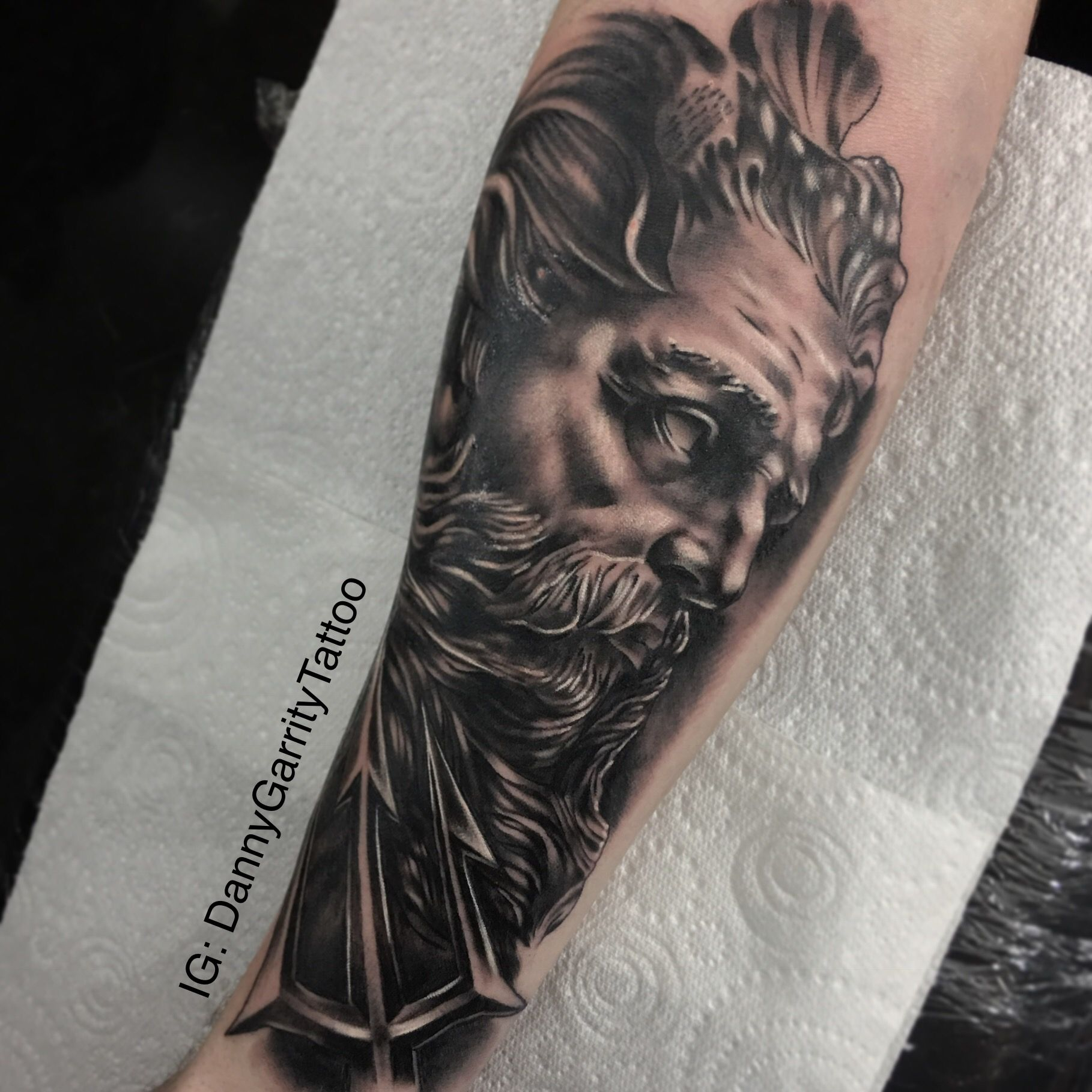 Black And Grey Greek Mythology Zeus Tattoo Sleeve Black And Grey intended for proportions 1818 X 1818