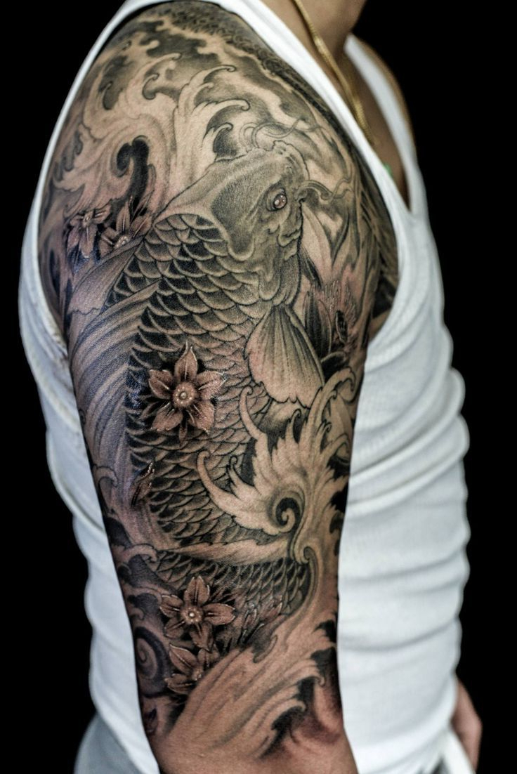 Black And Grey Koi Fish 1000 Ideas About Koi Tattoo Sleeve On within proportions 736 X 1102
