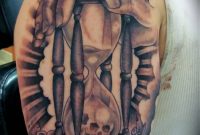 Black And Grey Skull In Hourglass Tattoo On Half Sleeve Winka for measurements 1165 X 1600