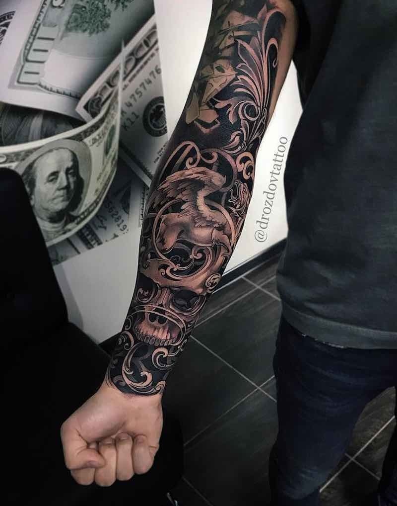 Black And Grey Tattoo Sleeve Vladimir Drozdov Tattoo Insider inside measurements 800 X 1018