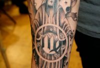 Black And Grey Virgo Tattoo On Right Forearm in proportions 1068 X 1600