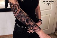 Black And White Half Sleeve Women Tattoo Halfskulltattoo Great in dimensions 1080 X 1080