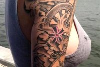Black Full Arm Sleeve Tattoo Ideas For Women Sea Flower Rudder intended for proportions 1000 X 1578