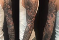 Black Grey Flowers Japanese Koi Sleeve Tattoo Slave To The Needle in dimensions 1400 X 1400