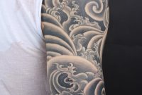Black Ink Japanese Cloud Tattoo On Right Half Sleeve Tattoo intended for sizing 1000 X 1500
