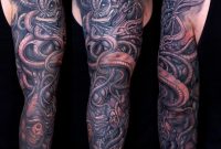 Black Ink Kraken Tattoo On Full Sleeve Dicecaspian17 intended for proportions 900 X 987