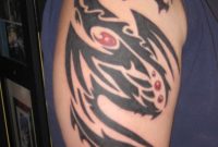 Black Tribal Dragon Tattoo On Right Half Sleeve intended for dimensions 768 X 1024