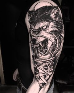 Blackwork Wolf Tattoo Sleeve Brunosantostattoo Tattoo with regard to dimensions 1080 X 1350