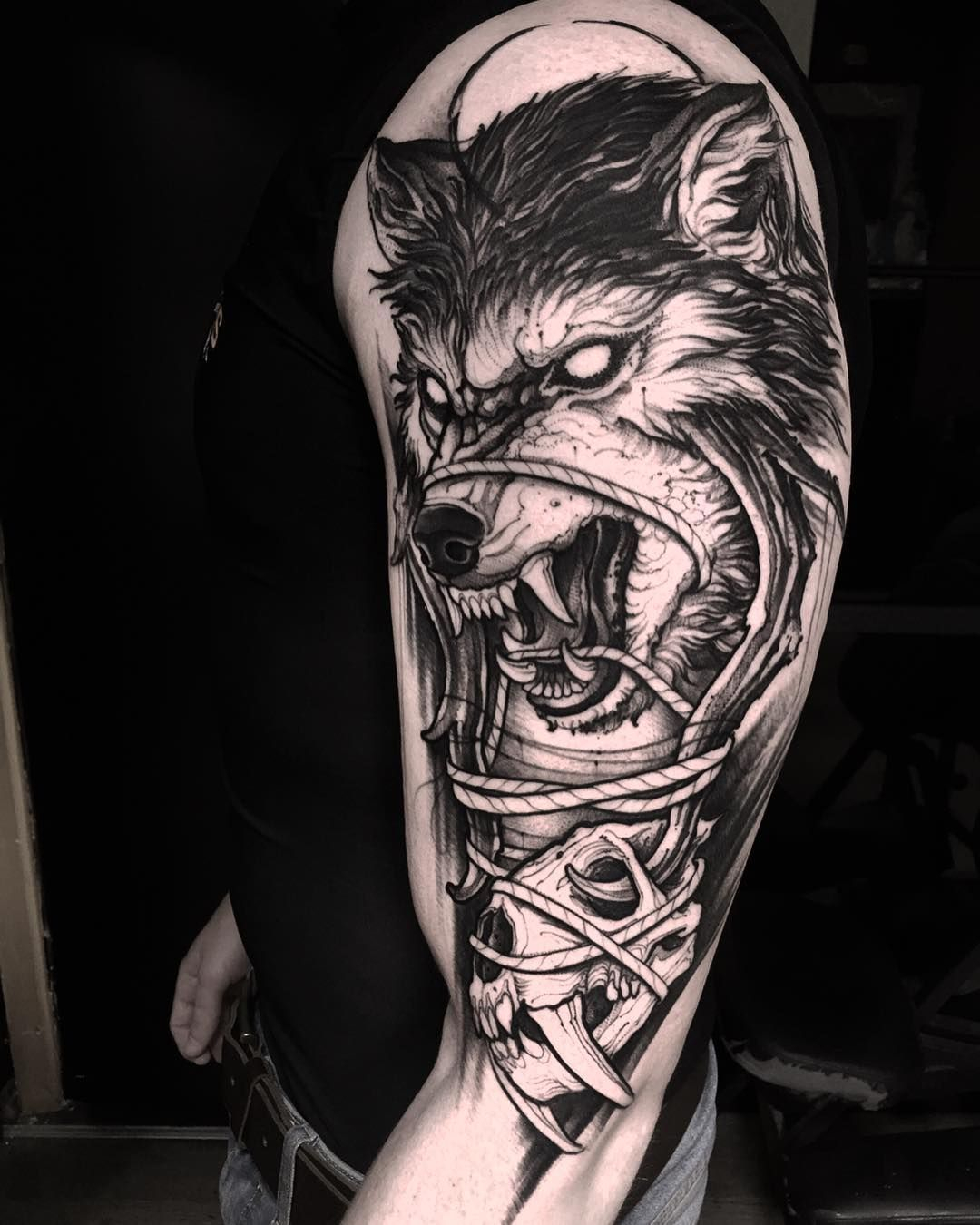 Blackwork Wolf Tattoo Sleeve Brunosantostattoo Tattoos regarding size 1080 X 1350