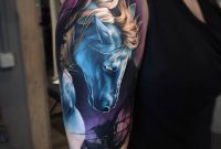 Blue Horse Tattoo On Girls Upper Arm Best Tattoo Design Ideas throughout sizing 1050 X 1068