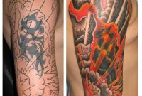 Bomb Explosion Tribal Cover Up Sleeve Irish Street Tattoo throughout proportions 1843 X 2048