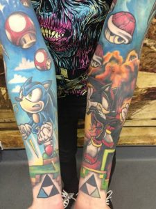 Both Full Sleeve Sonic Mushroom Tattoo Golfian inside measurements 768 X 1024