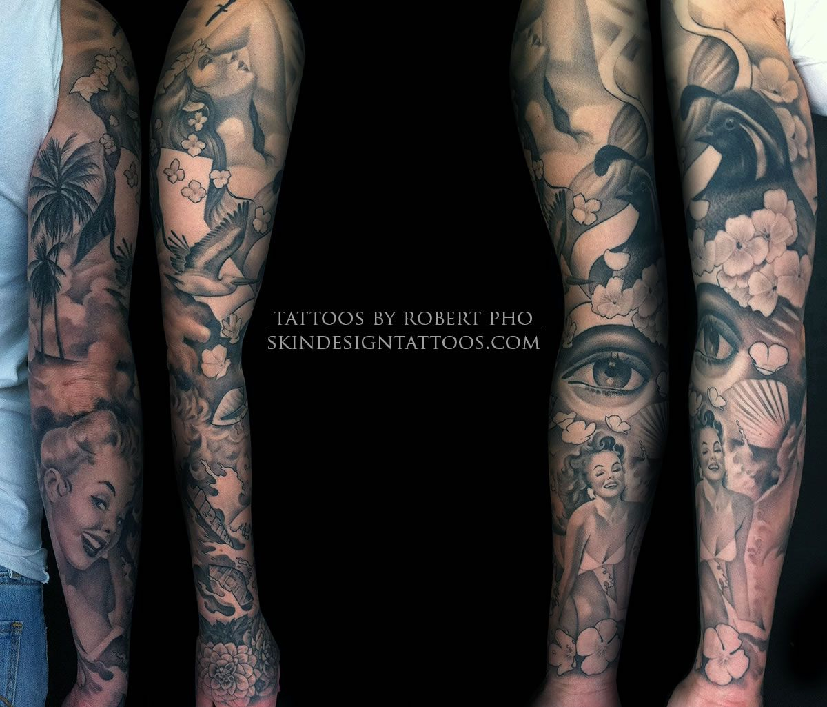 California Themed Sleeve Tattoos Robert Phos Tattoo Gallery 2 for dimensions 1200 X 1025