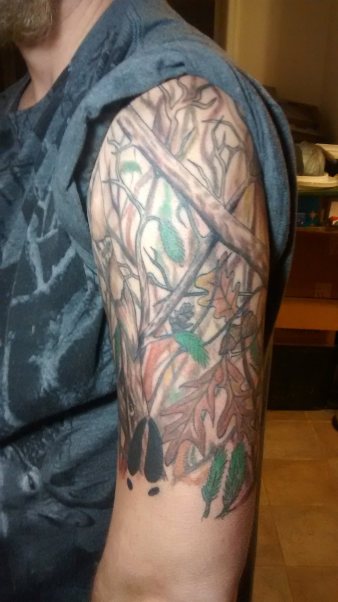 Camo Half Sleeve With Some Deer Tracks Mentalstateofmind On inside dimensions 670 X 1193